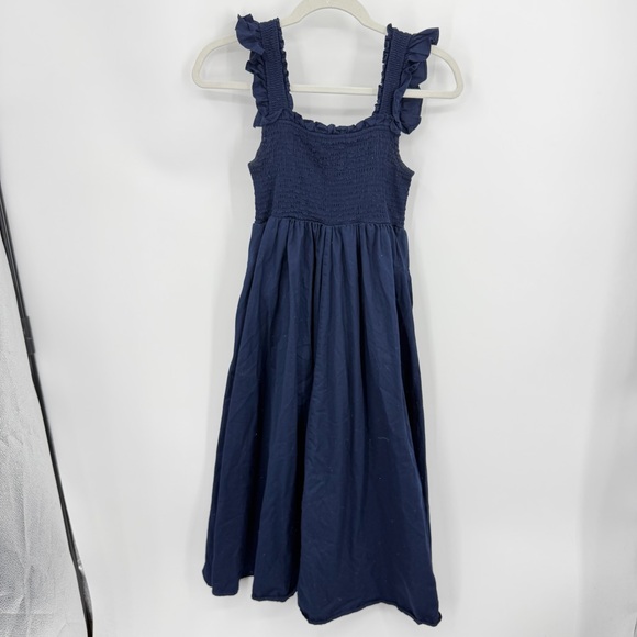 Petite Plume Dresses & Skirts - Petite Plume Navy blue Twill Margaux Dress in 100% cotton ruffle sleeves sz S